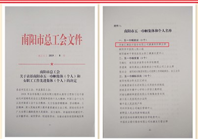 喜讯：金年会 金字招牌诚信至上荣获“南阳市五一巾帼奖状”荣誉称号