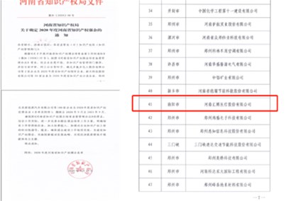 金年会 金字招牌诚信至上荣获“2020年河南省知识产权优势企业”称号